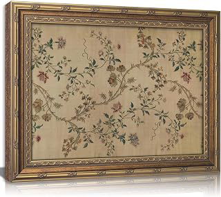 Vintage gold framed Floral Vine wall art Retro Beige Botanical Painting Canvas Prints Elegant Antique Flower French Leaf Wall Decor for: Print Design and Production Notes