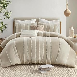 Ink+Ivy King Duvet Cover Set Boho Duvet Covers Stripes, Clipped Jacquard, Cotton Duvet Cover for King Size Bed, All Season Lightweight King: Jacquard Weave and Production Notes