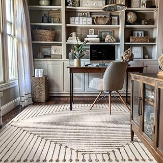 Rugshop Abstract Line Pattern Neutral Decor Area Rug Beige 4' x 6': Jacquard Weave and Production Notes