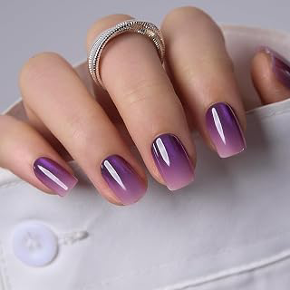 CurvLife Short Square Ombre Press On Nails, Twilight Fade Purple, Soft Gel: Ombre Dyeing and Production Notes