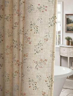 Floral Farmhouse Vintage Linen Shower Curtain French Country Decor 72Wx72H: Print Design and Production Notes