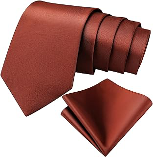 2 Pcs Cinnamon Tie Pocket Square Set, Solid Necktie Handkerchief: Jacquard Weave and Production Notes