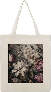 Spring Floral Print Tote Bag Open Top, Everyday Carry, Pockets Canvas Tote Bag- Gift for Women,Aesthetic Tote Bag,Reusable, Grocery Shopping: Print Design and Production Notes