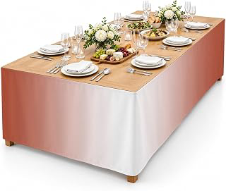 9Ft Table Skirt, Red Ombre Table Skirt for Rectangle Tables & Round Tables, Decorative Desk Skirts, Modern Gradient Abstract Art Party: Ombre Dyeing and Production Notes
