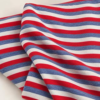 Striped Cotton Jersey Knit Fabric, Red and Blue Stripe, 85% Cotton 15% Polyester 146 GSM, Soft Drapey Apparel Fabric, Sold by the Yard: Fabric Sourcing and Quality Notes