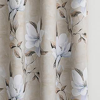 MYSKY HOME Floral Boho 95% Blackout Curtains 84 Inches Long 2 Panels Khaki: Print Design and Production Notes