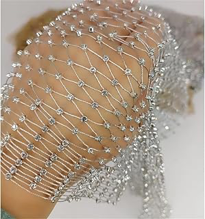 60X90cm Silver Shiny Stretch Crystal Rhinestone Fishnet One Yard Mesh Sheer Cutout Fabric 2024 Ins Popular Designer DIY Wedding Dresses, Gift: Fabric Sourcing and Quality Notes
