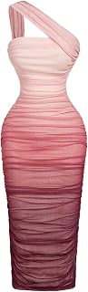 Women's Cocktail Party Date Going Out Midi Dresses Mesh Ruched Tie Dye Sleeveless Ombre Bodycon Dresses: Ombre Dyeing and Production Notes