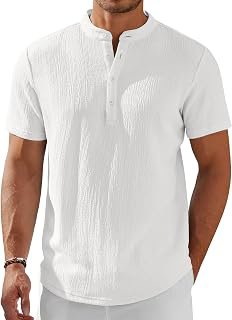 Men's Henley Shirt Short Sleeve Stand Collar Summer Casual Beach Hippie T-Shirts: OEM Production and Sizing Notes