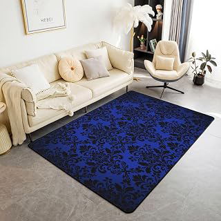Feelyou Jacquard Damask Area Rug 3x5 for Bedroom Blue Damask Floral Living Room Rugs Soft Non-Slip Boho Damask Decor Carpet Vintage Indoor Floor: Jacquard Weave and Production Notes
