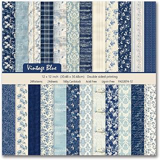 24 Sheets Scrapbook Paper Vintage Blue Floral Pattern Double Sided Printing Craft Paper for DIY Card Making Scrapbook Photo Album Home Décor-12: Print Design and Production Notes