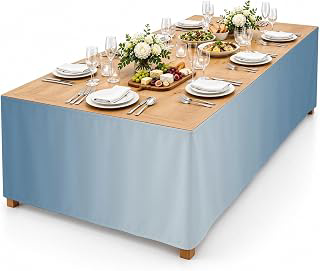 9Ft Table Skirt, Blue Ombre Table Skirt for Rectangle Tables & Round Tables, Decorative Desk Skirts, Modern Gradient Abstract Art Party: Ombre Dyeing and Production Notes