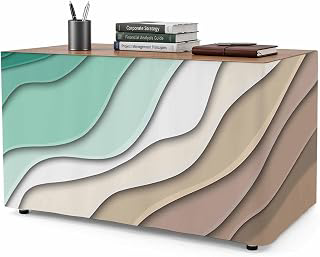8Ft Table Skirt, Green Brown Ombre Table Skirt for Rectangle Tables & Round Tables, Decorative Desk Skirts, Modern Geometric Abstract Aesthetic: Ombre Dyeing and Production Notes