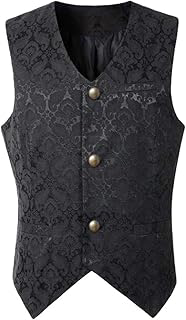Men Victorian Sleeveless Slim Jacquard Paisley Vintage Gothic Steampunk Vest Medieval Waistcoat: Jacquard Weave and Production Notes