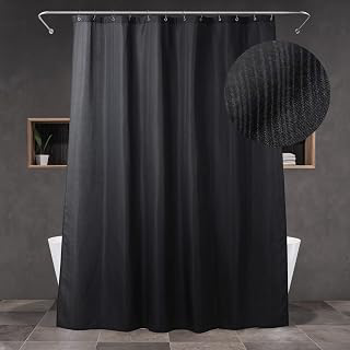 Black Shower Curtain for Bathroom: Water Repellent Quick Dry - 72