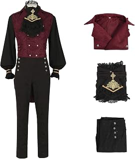 Men Medieval Gothic Outfit Steampunk Vampire Cosplay Costume: Jacquard Weave and Production Notes