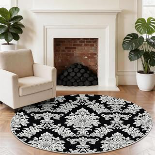 Washable Round Area Rug, Round Rug 6ft Soft Non-Slip, Non-Shedding Vintage Jacquard Damask Baroque Patterns Circle Carpet for Bedroom Living: Jacquard Weave and Production Notes