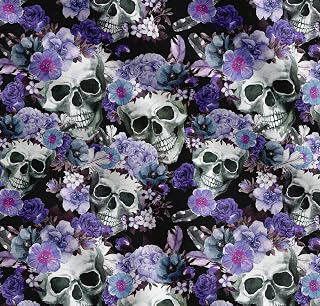 Soimoi - Floral & Skull Print - Purple - 42 Inch Wide 100% Cotton Fabric, Fine Weave Lightweight Fabric for Sewing, Craft, Summer Dresses: Print Design and Production Notes