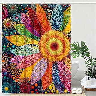 Vintage Floral Shower Curtain Vibrant Sunflowers Shower Curtains for Bathroom Waterproof Fabric Bath Curtain Decor with Hooks: Jacquard Weave and Production Notes