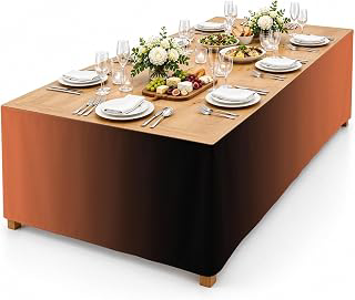 9Ft Table Skirt, Orange Black Ombre Table Skirt for Rectangle Tables & Round Tables, Decorative Desk Skirts, Modern Gradient Abstract Art Party: Ombre Dyeing and Production Notes