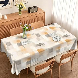 Waterproof Vinyl Table Cloth,Rectangle Tablecloths with Flannel Backing Wipeable Spillproof Plastic Table Cover for Dinner, Picnic, Indoor and: Fabric Sourcing and Quality Notes