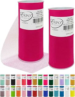 Expo International Decorative Matte Tulle, Roll/Spool of 6 Inch x 25 Yards (Pack of 2), Polyester-Made Tulle Fabric, Matte Finish, Lightweight: Ombre Dyeing and Production Notes