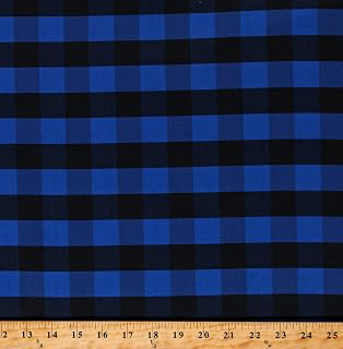 Cotton Buffalo Plaid 1 Inch Blue Black Checkered Striped Cotton Fabric Print by The Yard (D367.48): Fabric Sourcing and Quality Notes