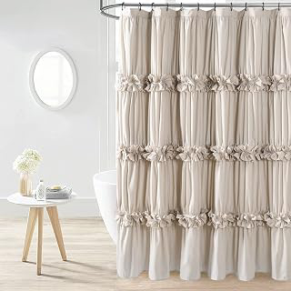 Homechoice Decor Camel Ruffle Shower Curtain 72