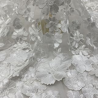 3D Stereo Floral Black Mesh Fabric, 51 x 36 Inch, 1Yards Grass Embroidery Polyester Tulle for Dress & Handicraft (All White): Fabric Sourcing and Quality Notes