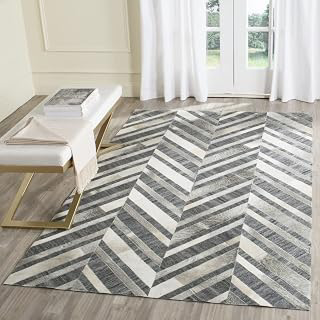 100% Leather Jacquard Hand Made Cowhide Patchwork Area Rugs Carpet Color Ivory/Grey MC123 (2'6X6'0, Ivory/Grey): Jacquard Weave and Production Notes