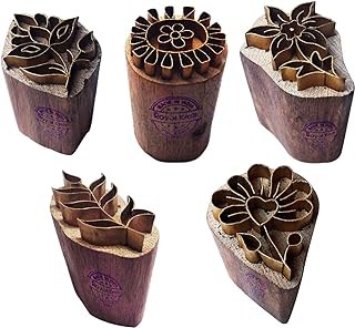 Royal Kraft Floral Brass Wooden Printing Stamps (Set of 5) - DIY Fabric, Clay, Pottery Blocks BHtag0002: Print Design and Production Notes
