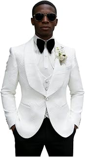 Men's 3 Piece Suits Slim Fit Tuxedo Suit Set Jacquard Blazer Jacket Vest Pants Set for Wedding, Prom, Business: Jacquard Weave and Production Notes