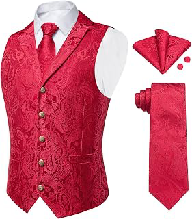 Mens Vest and Tie Set 4PCS Notch Lapel Waistcoat: Jacquard Weave and Production Notes