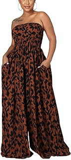 Women's Summer Casual Sleeveless Spaghetti Strap Wide Leg Jumpsuit Loose Tube Top Romper with Pockets: OEM Production and Sizing Notes