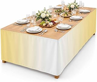 9Ft Table Skirt, Yellow Ombre Table Skirt for Rectangle Tables & Round Tables, Decorative Desk Skirts, Modern Gradient Abstract Art Party: Ombre Dyeing and Production Notes