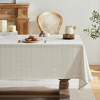 ZeeMart Linen Checked Rectangle Table Cloth 52x70 Inch Ivory: Jacquard Weave and Production Notes
