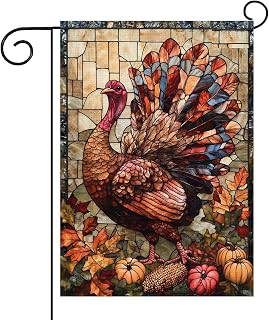 Thanksgiving Turkey Garden Flag 12x18 Stained Glass Fall Harvest Burlap: Fabric Sourcing and Quality Notes