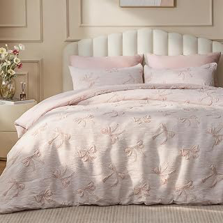 BEDELITE Pink Bow Comforter Set,Soft & Fluffy Queen Comforter: Jacquard Weave and Production Notes