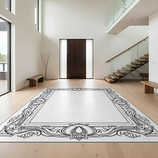 Low Pile Flatwoven Area Rug 6x9, Cloudpile Luxe Opulent Jacquard Palatial Enchantment, Machine Washable, Stain Resistant Indoor Rug for Living: Jacquard Weave and Production Notes