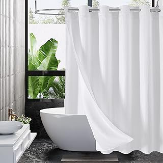 No Hook Weave Fabric Shower Curtain with Snap-in Liner White,72x74: Ombre Dyeing and Production Notes