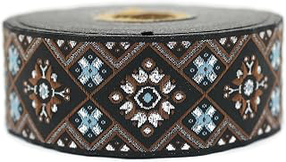 11 Yard Spool 1.37 inch Wide Blue/Brown Geometric Ribbon Geometric Jacquard Trim Craft Supplies Vintage Trim Brocade Ribbon 35975: Jacquard Weave and Production Notes