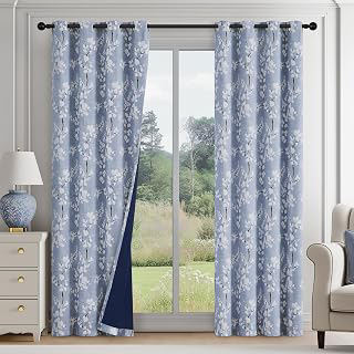 FMFUNCTEX Blue Blackout Floral Curtains for Bedroom, 84 Inches, 2 Panels: Print Design and Production Notes