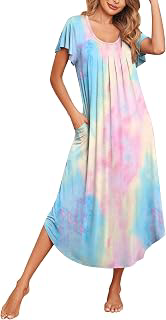 Long Nightgowns for Women with Pockets Short Sleeves House Dresses: OEM Production and Sizing Notes