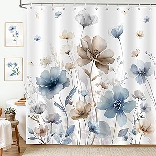 Boho Spring Blue Gray Watercolor Flower Shower Curtain 72X72Inch: Jacquard Weave and Production Notes