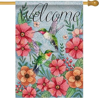 Hzppyz Welcome Spring Summer Decorative House Flag Hummingbird, Garden Yard: Fabric Sourcing and Quality Notes