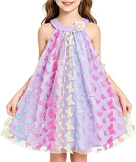 Toddler Girl Halter Neck Tulle Dress Flower Embroidery A-Line Sundress Summer Party Dress for Little Girls: Ombre Dyeing and Production Notes