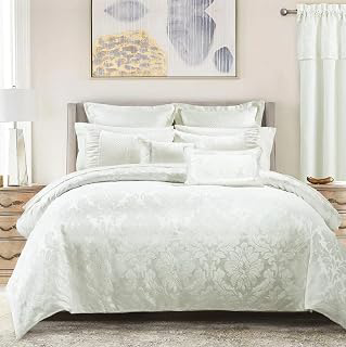 sheetsnthings Jacquard King Size Comforter Set- 12PC Bed in a Bag Includes Sara (White) Duvet Cover Set, Down Alternative Comforter, Bed Sheets: Jacquard Weave and Production Notes