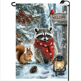 Winter Welcome Raccoon Garden Flags for Outside 12x18 Double Sided: Fabric Sourcing and Quality Notes