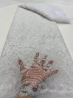 African Beaded Lace Fabric with Shiny Sequins and Intricate Embroidery Perfect for Sewing Traditional and Modern Outfits (White,5 Yards): Fabric Sourcing and Quality Notes