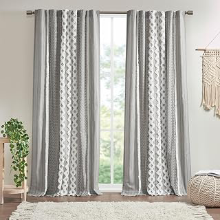 INK+IVY 100% Cotton Boho Window Curtain, Single Panel, 50x84 Gray: Jacquard Weave and Production Notes